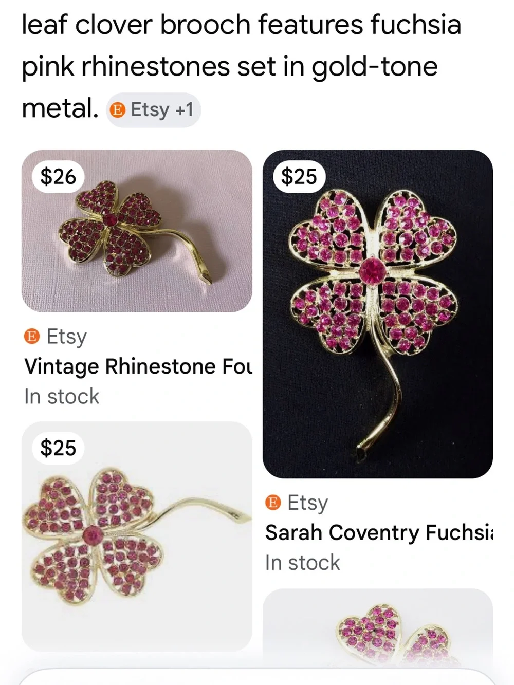 Sarah Coventry Brooch Pin Pink Ice Four Leaf Clover Gold Tone Vintage 3